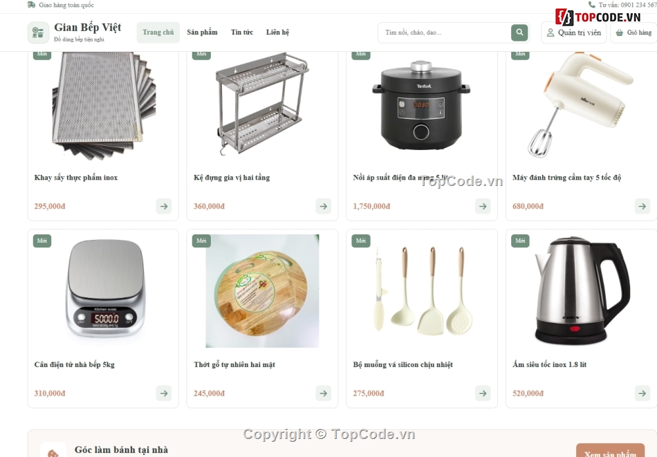 Website bán đồ dùng,Web bán đồ dùng nhà bếp,Website đồ nhà bếp